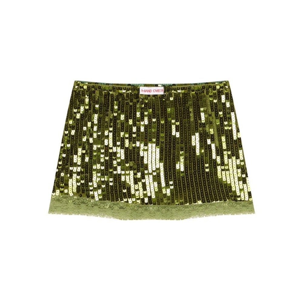 NEW Hand Over Biel Green Sequin Mini Skirt Sparkle Party Festival Holiday Glam